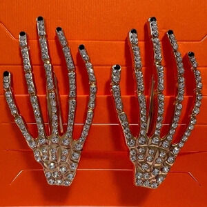 Rhinestone Skeleton Hand Hair Clips - NWT